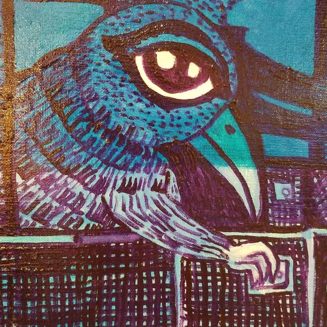 油絵 専用 さっそうと車に乗り込む鳥