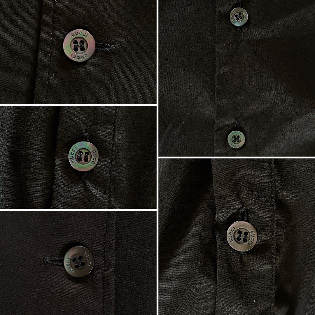 美品✨希少【グッチ】シェリーラインリボン付き長袖シャツ ロゴ刻印