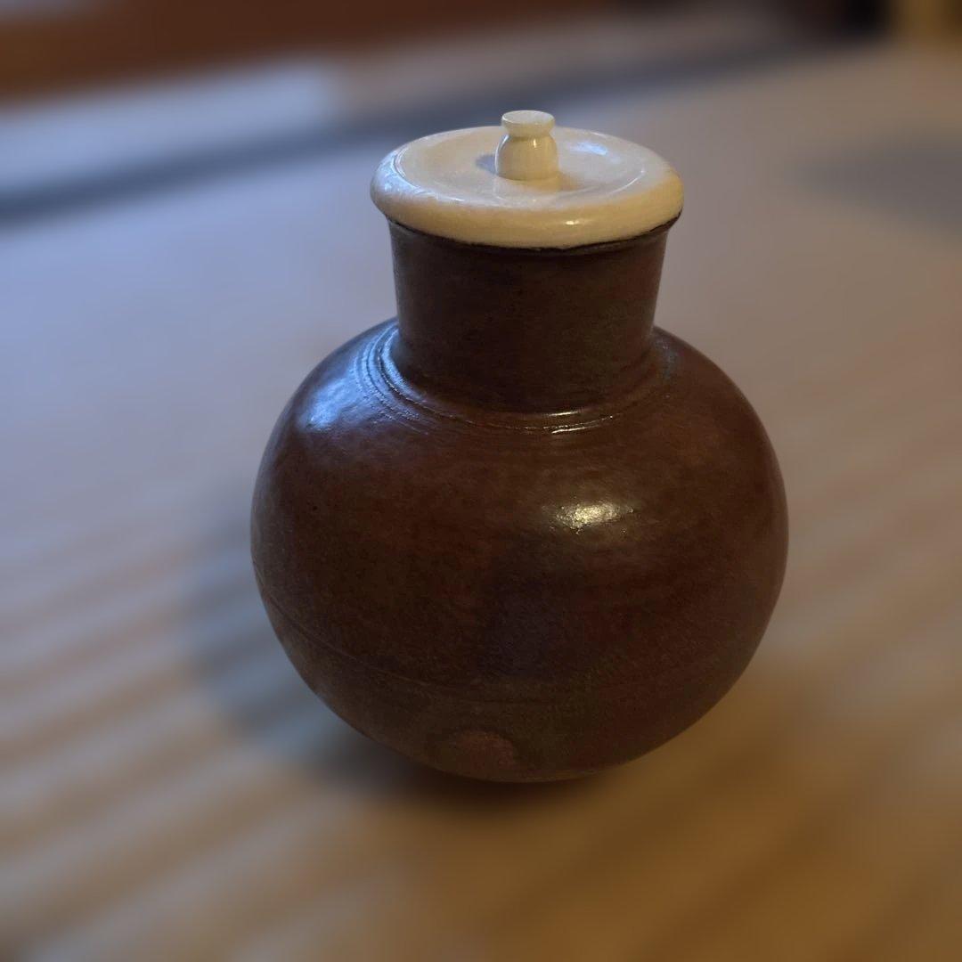 値下げ！茶道具 － 茶入 大名物 唐物 利休丸壺写茶入 仕覆 藤種緞子