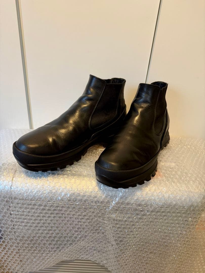 レザー サイドゴアブーツ ブラック