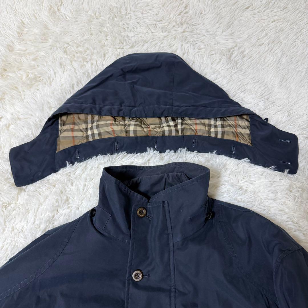 Burberry 中綿ライナー モッズコート ノバチェック ネイビー L - メルカリ