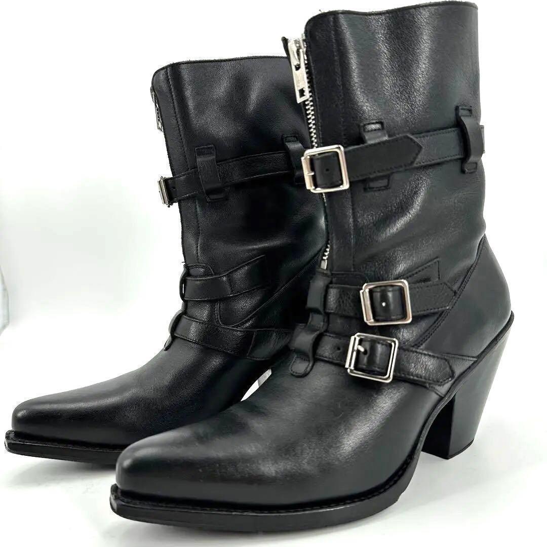 【エディ期】 19SS CELINE 35 ブーツ ブラック 黒 レザー ヒール セリーヌCELINE ヒールデザインレザーロングブーツ 黒35.5(22.5位) (K
