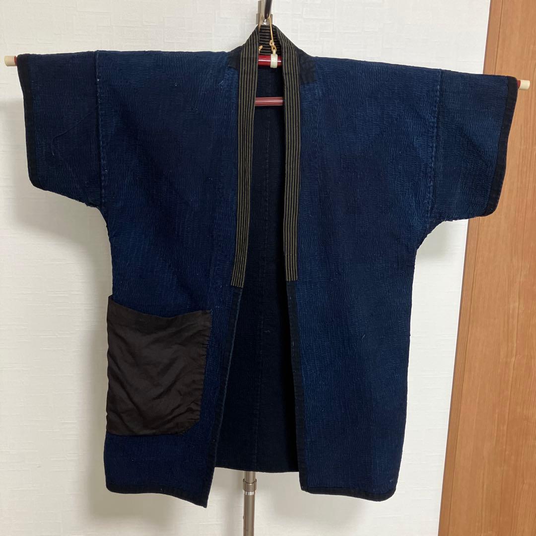状態良し 藍染め 刺し子 総手刺し 刺子 庄内刺し子 野良着 法被 半纏