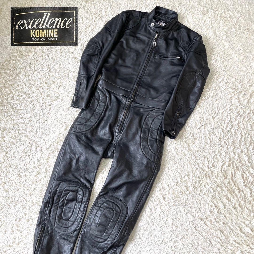 KOMINE コミネ レザーレーシングスーツ 本革 セパレート ツナギ 黒 M