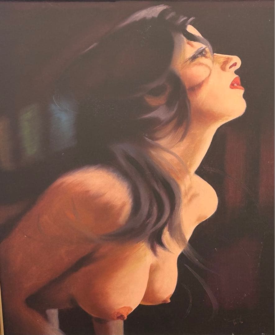 【真作】谷崎勉 油彩 6号 裸婦 元青龍社構成員 油彩 直筆サイン　-292-