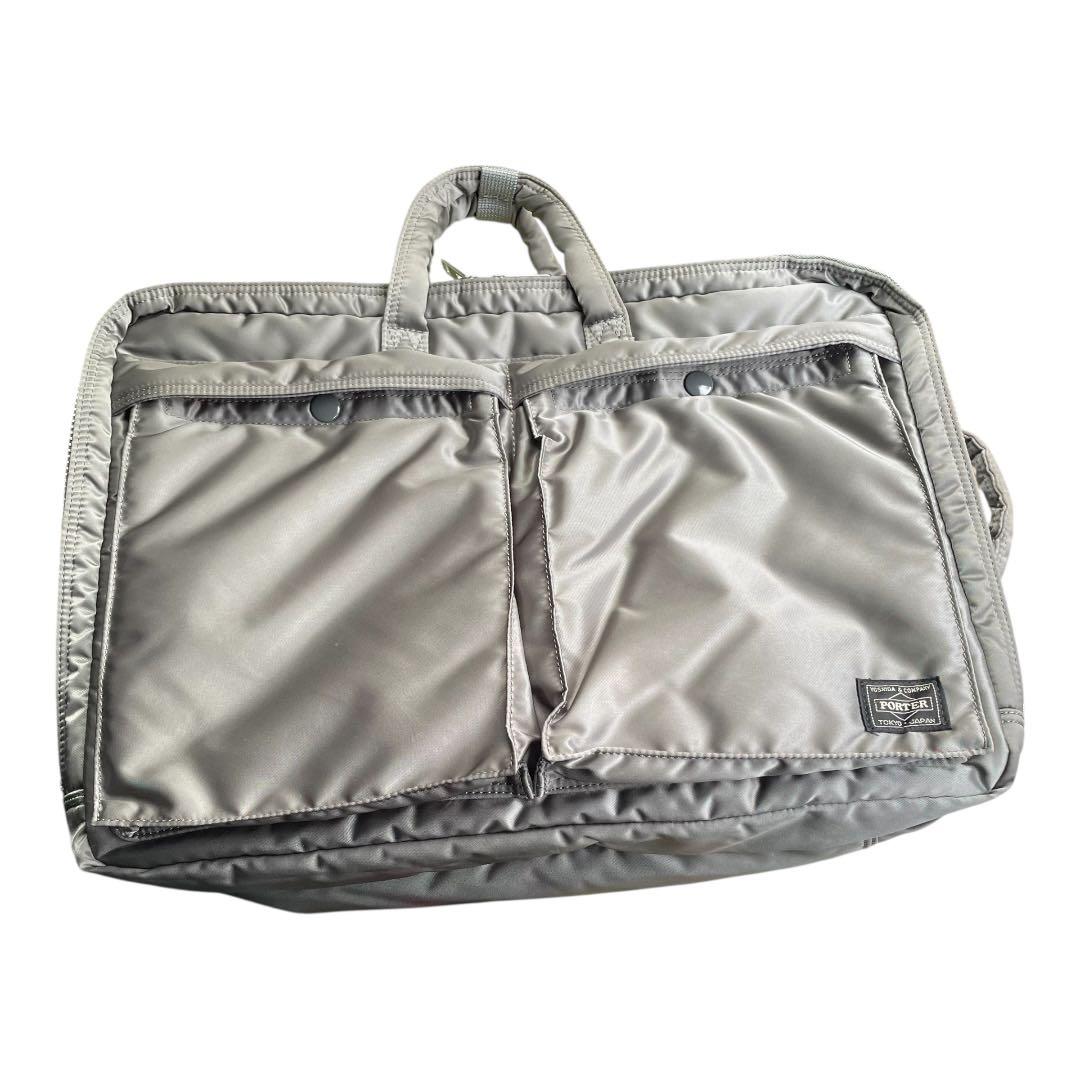 極美品 PORTER ポーター タンカー シルバーグレー 3WAYバック　2層式 TANKER(タンカー) 3WAY BRIEFCASE | 吉田カバンホームページ | YOSHIDA