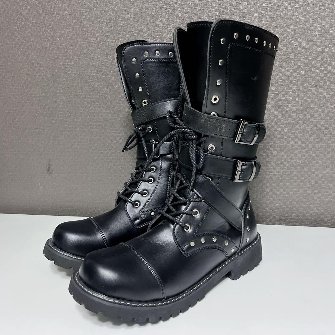 00s archive long belted boots studs Y2K - メルカリ