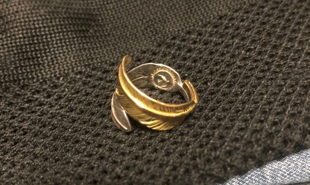 TOM出品商品　貴重　フェザーリング　金銀コンビ　指輪 BFF ブランド フェザーリング メンズ 指輪 シルバー925 ネイティブ 先