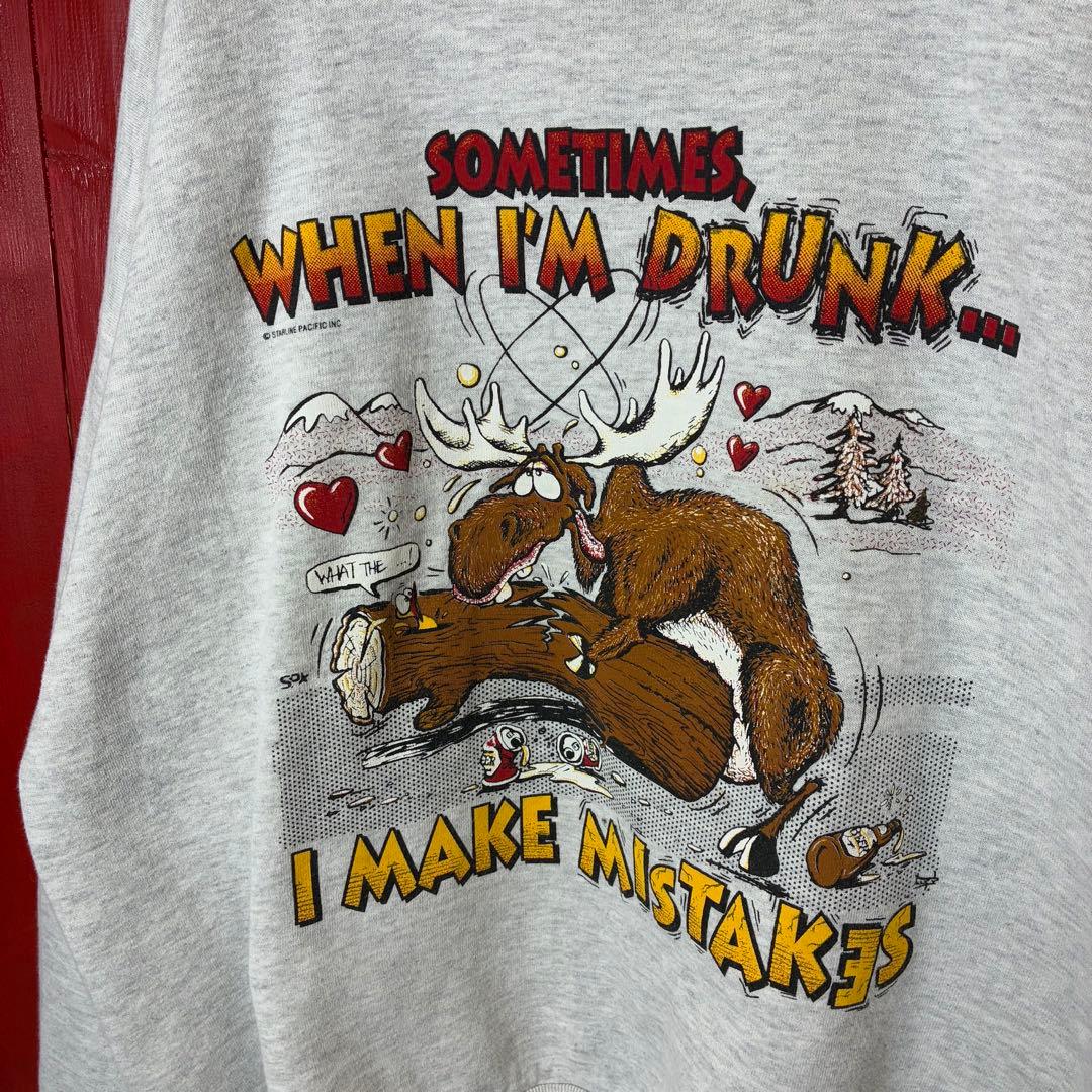 90s USA製 JERZEES セクシースウェット ジョーク 鹿 酔っ払い 90s