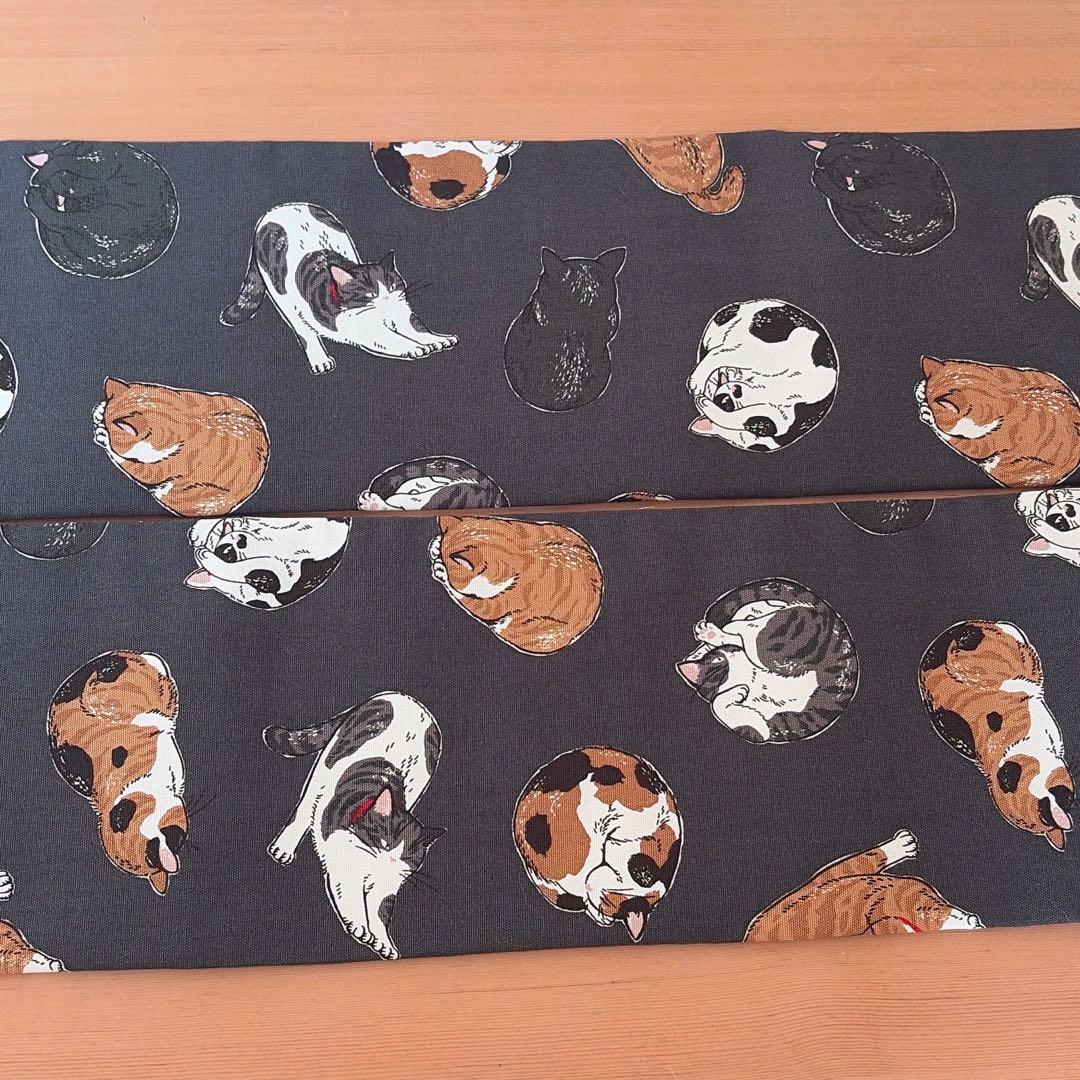 猫の名古屋帯 黒×山吹色　《ハンドメイド 》32×380cm 粋な大人可愛い帯