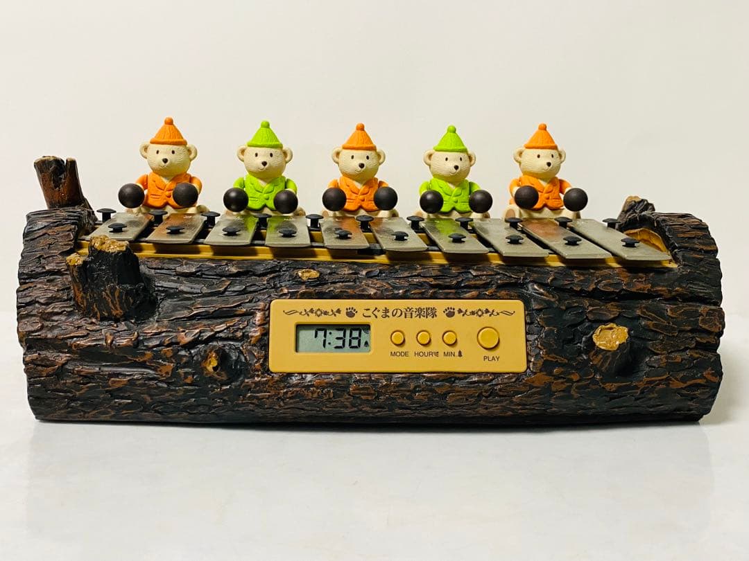 美品 】「こぐまの音楽隊」 からくり鉄琴オルゴール & 目覚まし置時計