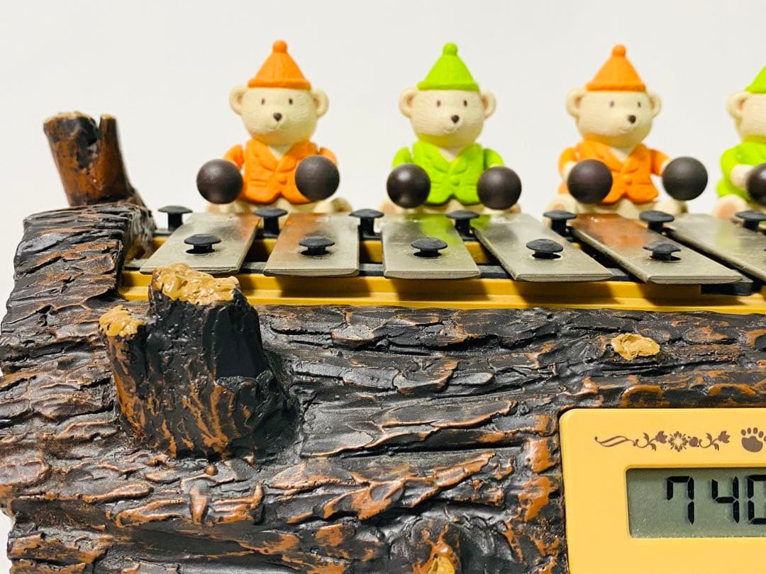 美品 】「こぐまの音楽隊」 からくり鉄琴オルゴール & 目覚まし置時計