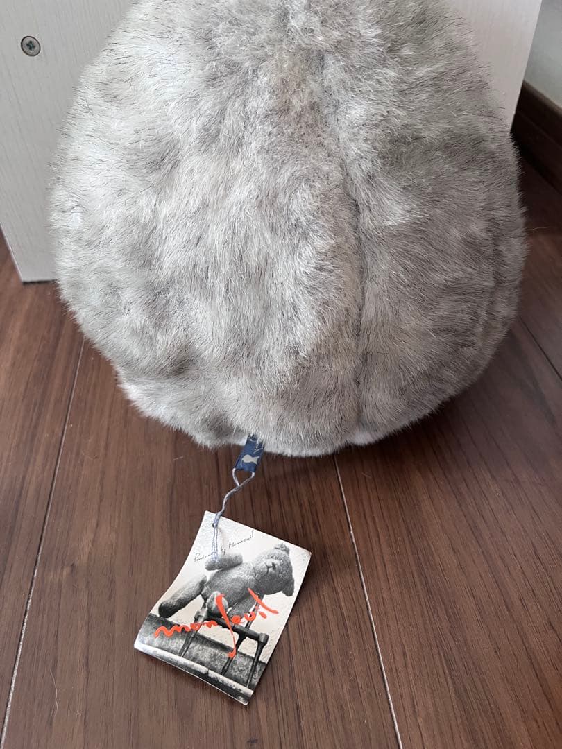 モンスイユ ルイーズ フクロウぬいぐるみ＆竹籠 ふわふわ ボア グレー