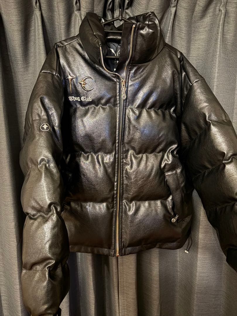 Thug Club 黒 ダウンジャケット Thug Club ダウンジャケット Leather Puffer Jacket｜MIRISE(ミライズ