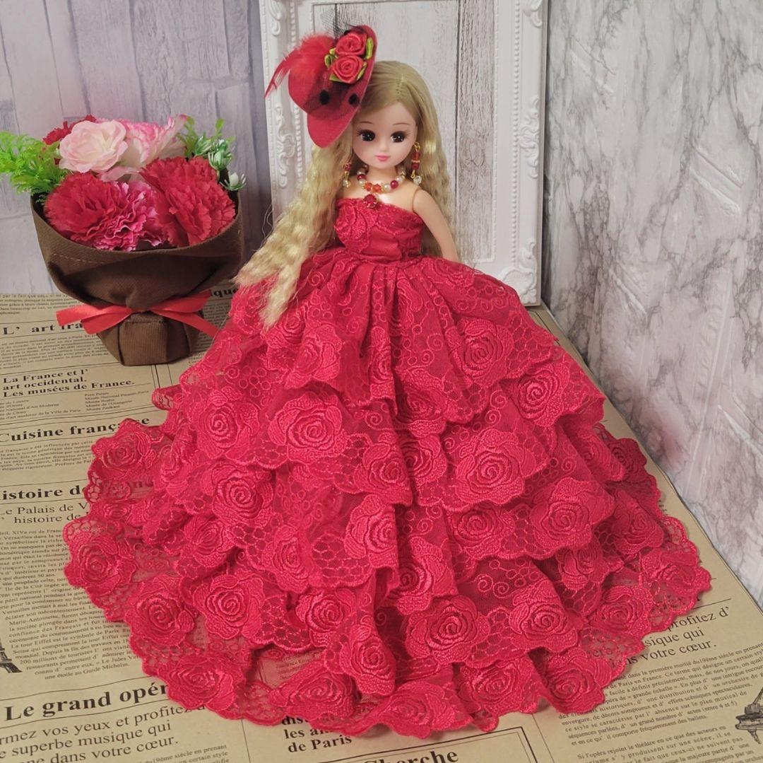 深紅】リカちゃん豪華すぎるドレス☆プレミアムアクセサリー付き