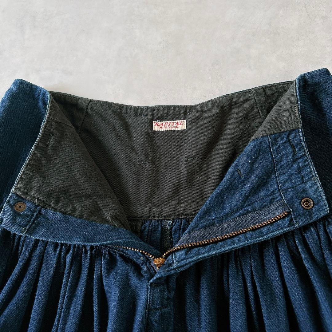 キャピタル KAPITAL アミッシュパンツ ワイドパンツ デニム ギャザー