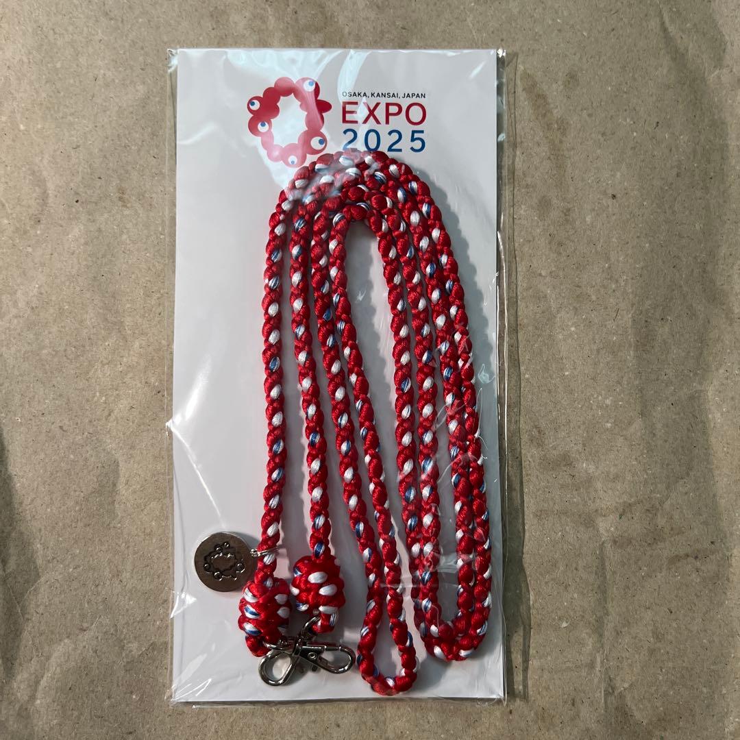 新品未使用】EXPO 2025 公式ロゴ 組紐ショルダーストラップ 赤・白・青