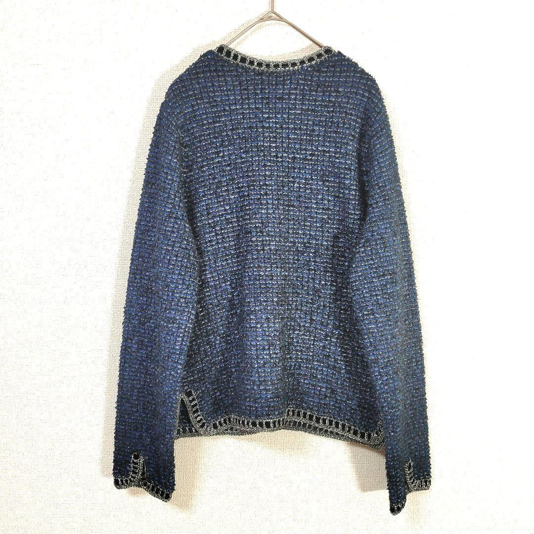 ルルウィルビー 金ボタン ツイード ニット ノーカラー ジャケット