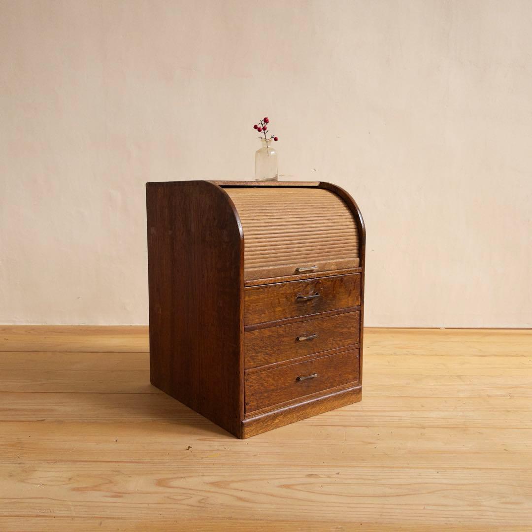 小物入れ ロールトップ 蛇腹式 希少 収納棚 チェスト 古道具 古家具