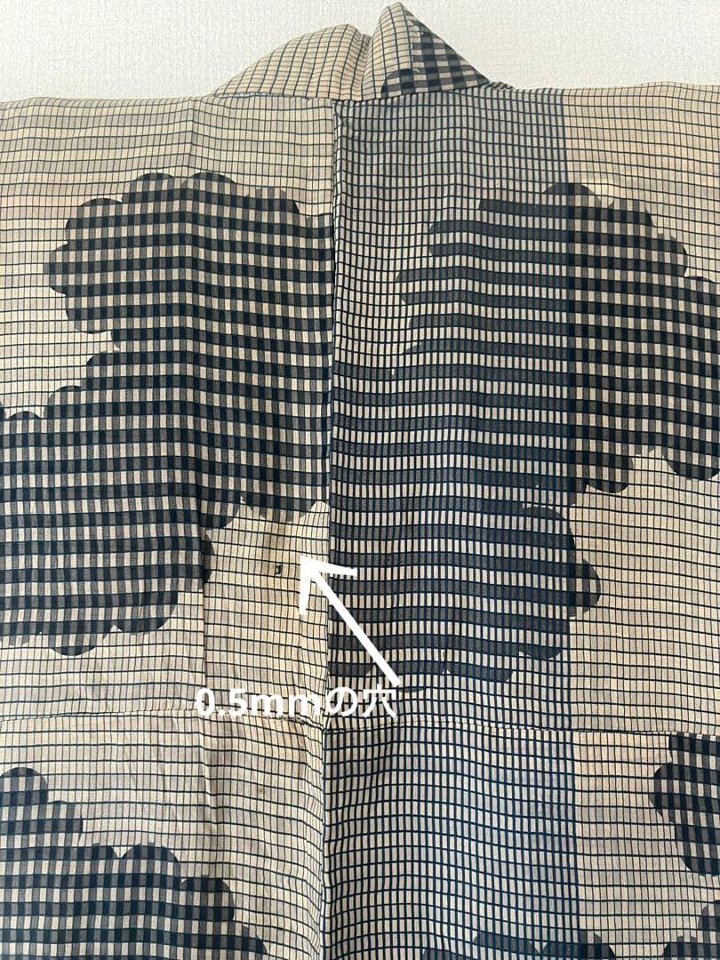 高級、越後片貝】貴重な細かなチェックの織模様、小千谷縮、時代物