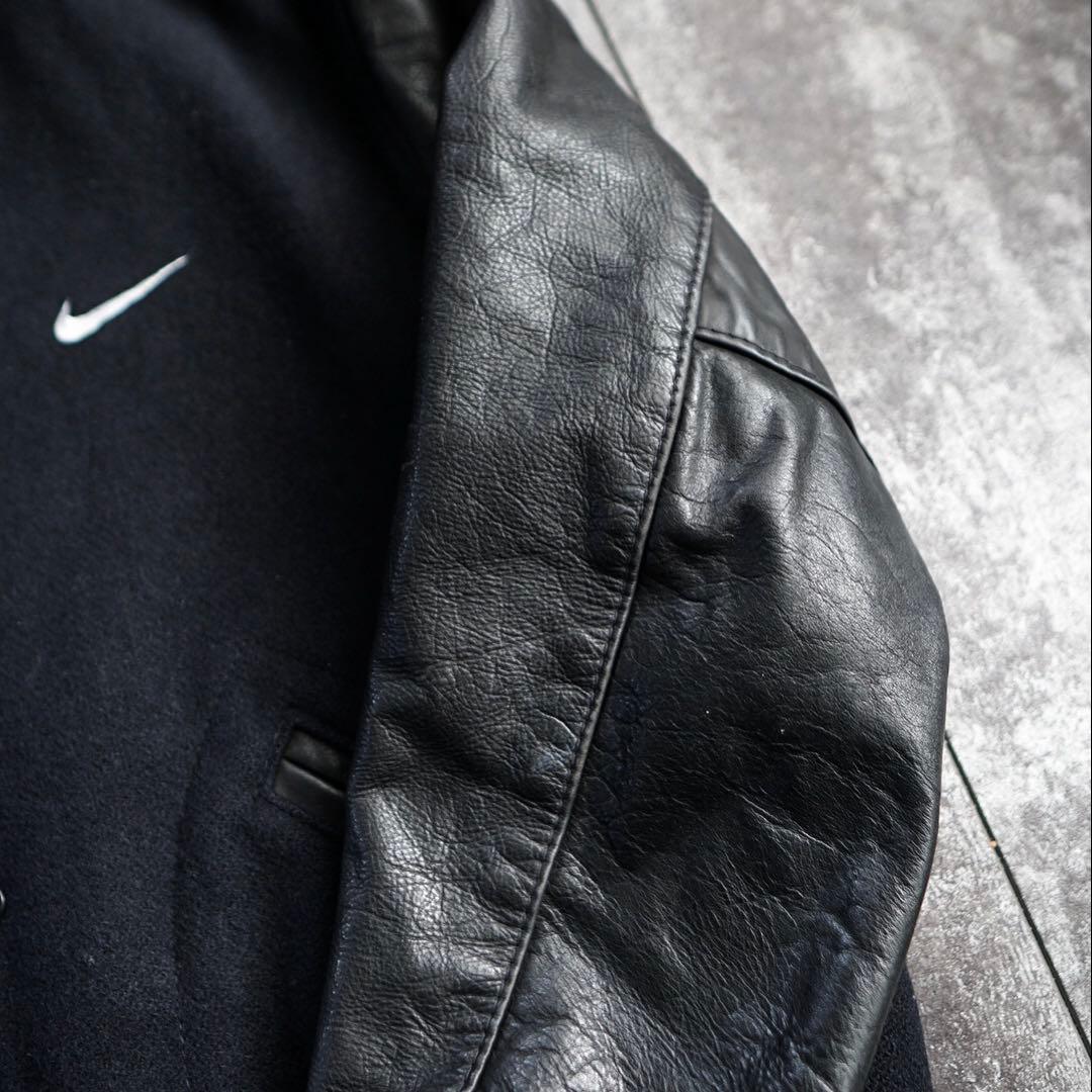 超希少 NIKE 90s 袖レザー スタジャン NIKE TOWN ブラック - メルカリ