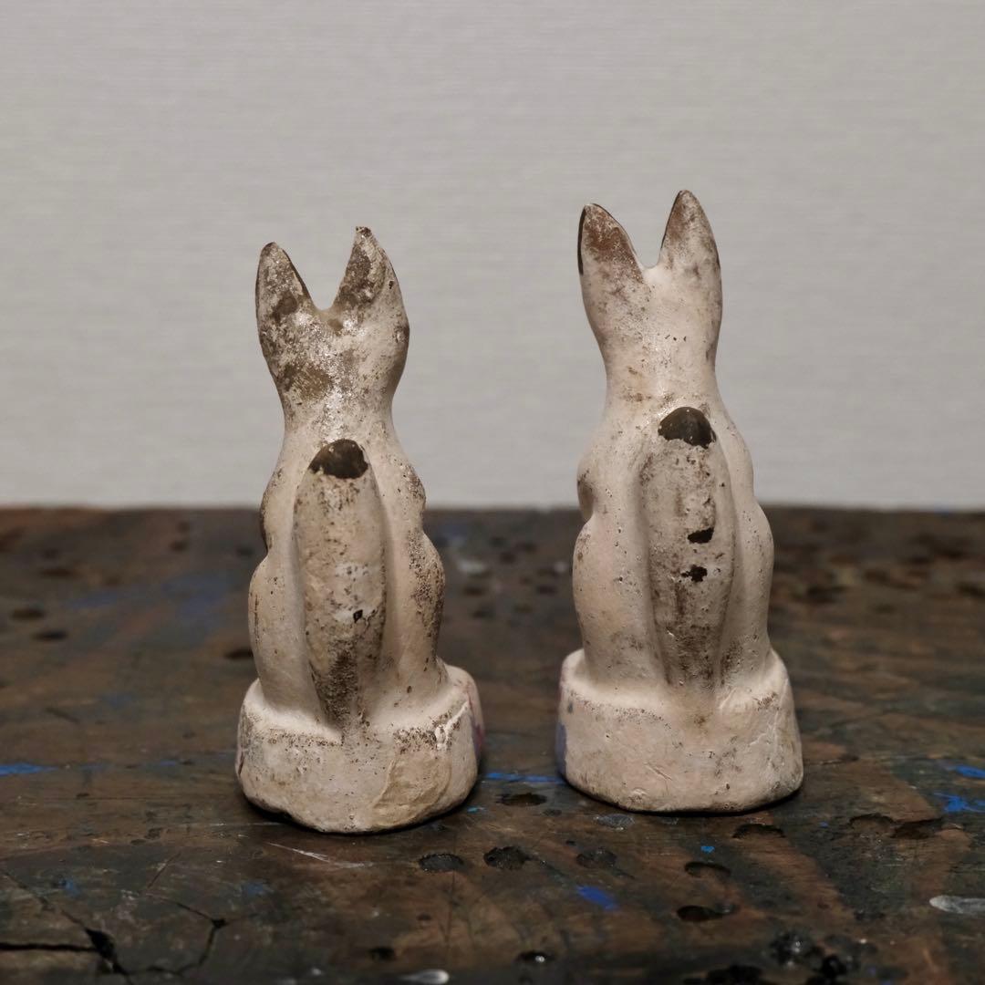 H*k様 古作 大正 昭和 戦前 陶器人形 稲荷 狐 セット 民藝 オブジェ ア