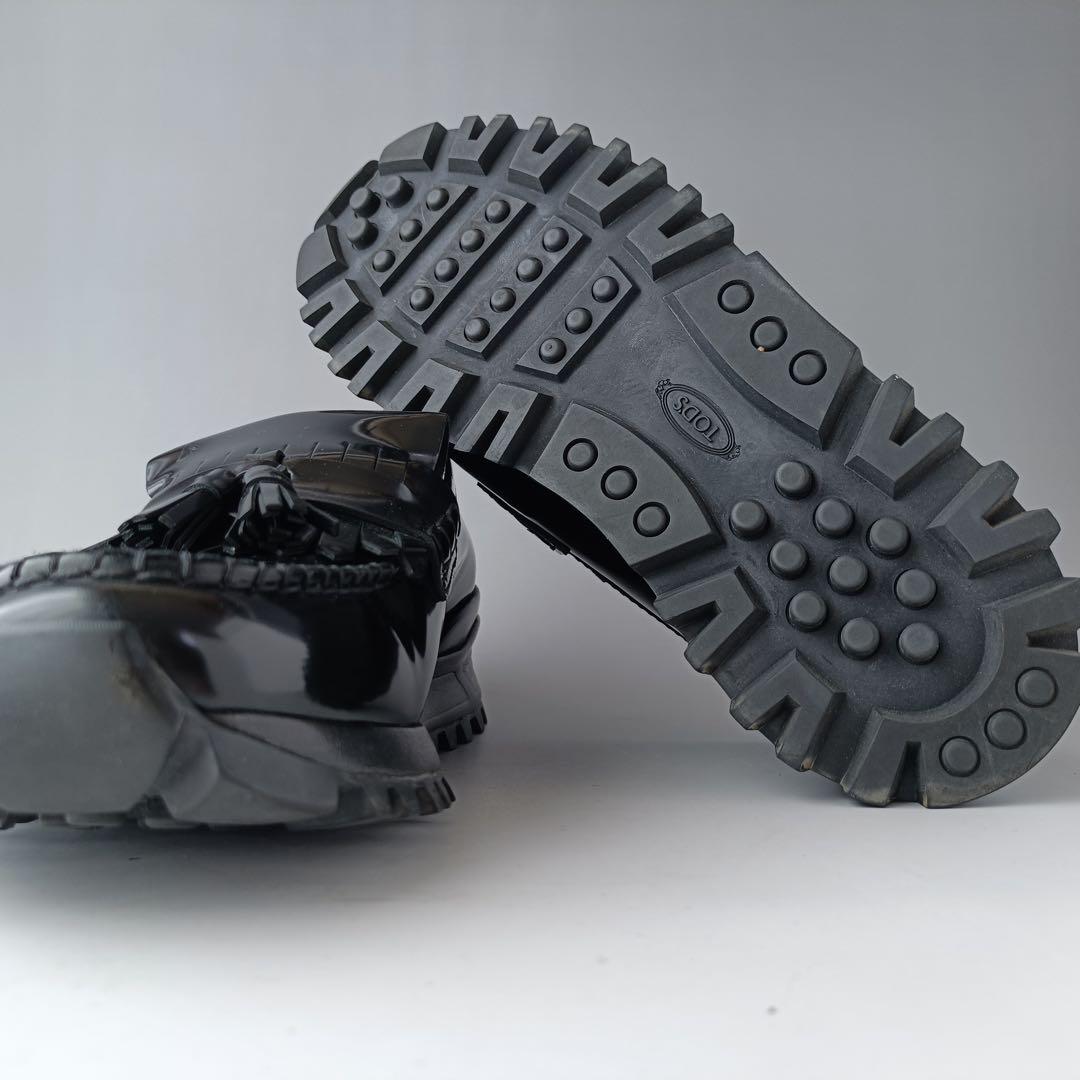 美品】トッズ ローファー フリンジ 厚底 TOD'S イタリア製 ブラック