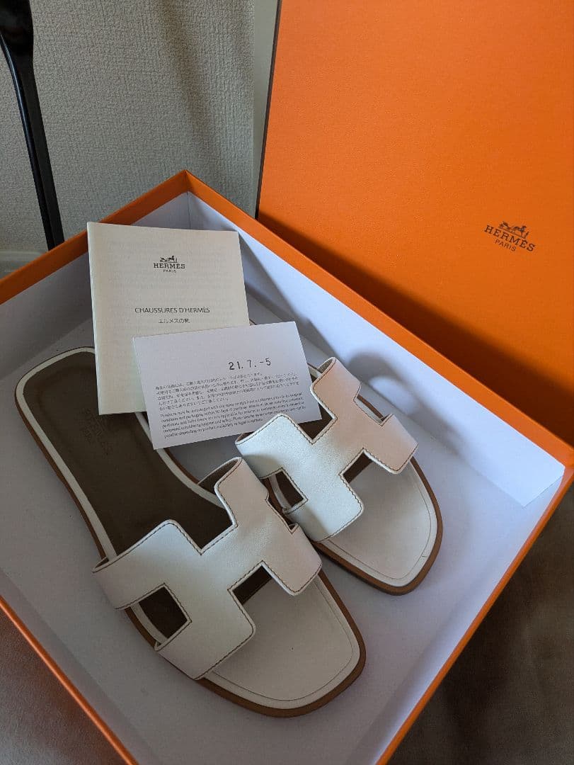 【MT】HERMES サンダル 《オラン》 オラン　ホワイト37　37.5