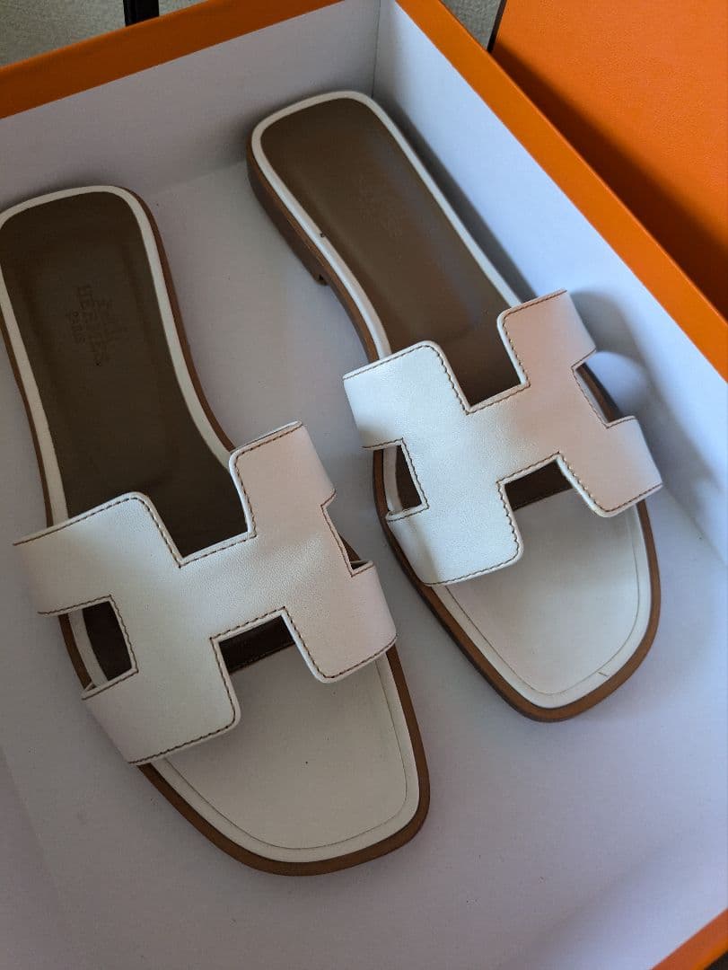 【MT】HERMES サンダル 《オラン》 オラン　ホワイト37　37.5