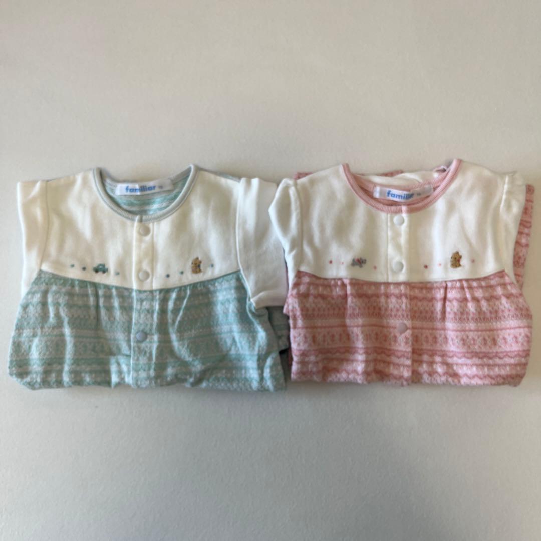 familiar カバーオール ロンパース 70 双子 2枚セット - メルカリ