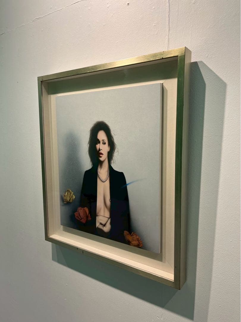 三尾公三 アクリル画 干ばらと女 1990 額装