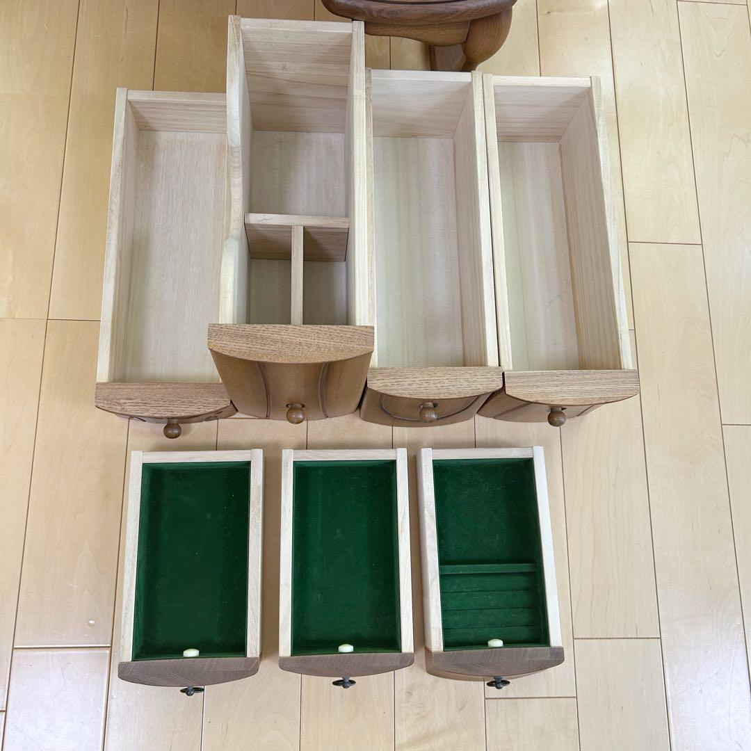 猫脚ドレッサー 高級 アンティーク レトロランプ付 開き鏡