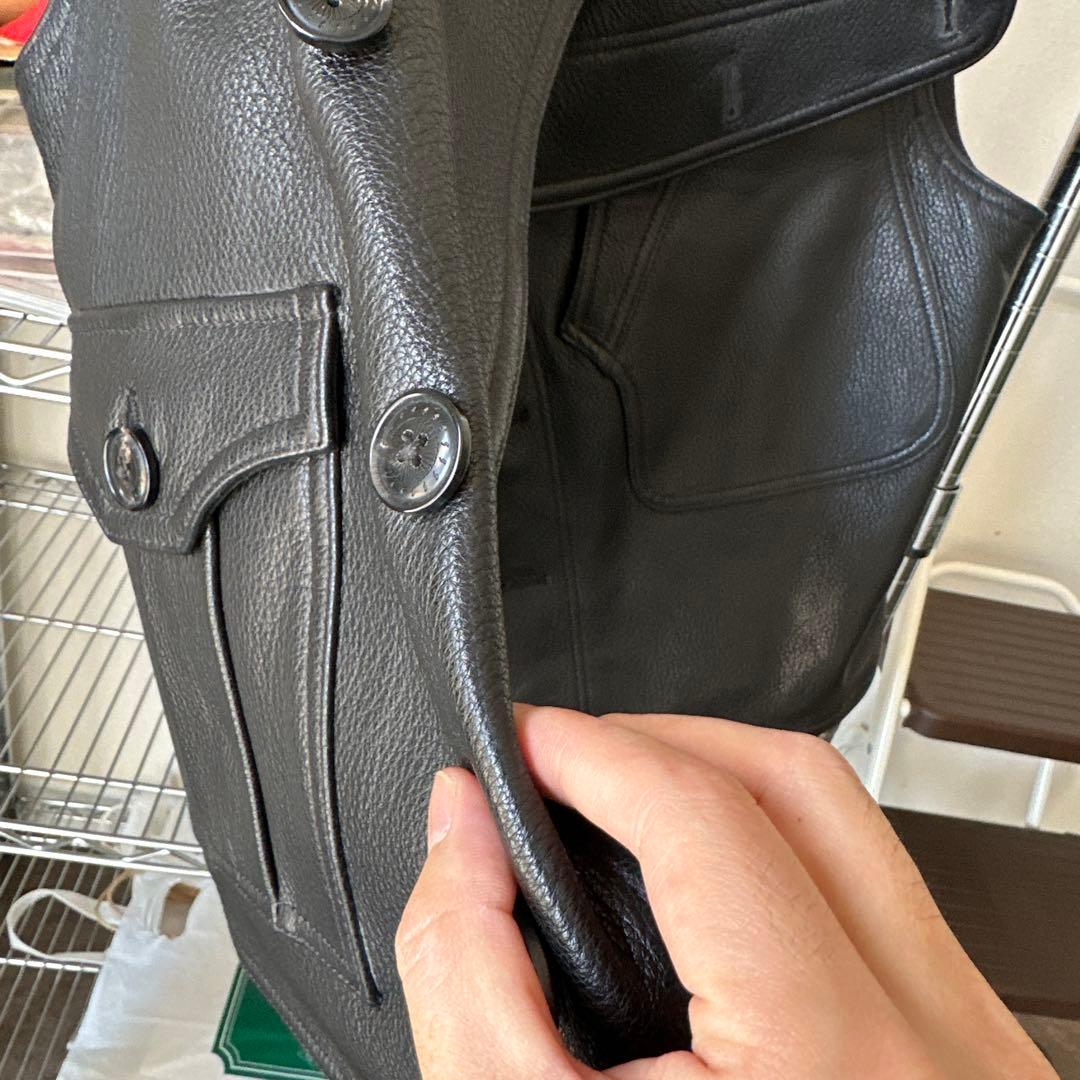 肉厚ゴートレザー製サンプルベスト／本水牛ボタン／REALSIMONS - メルカリ
