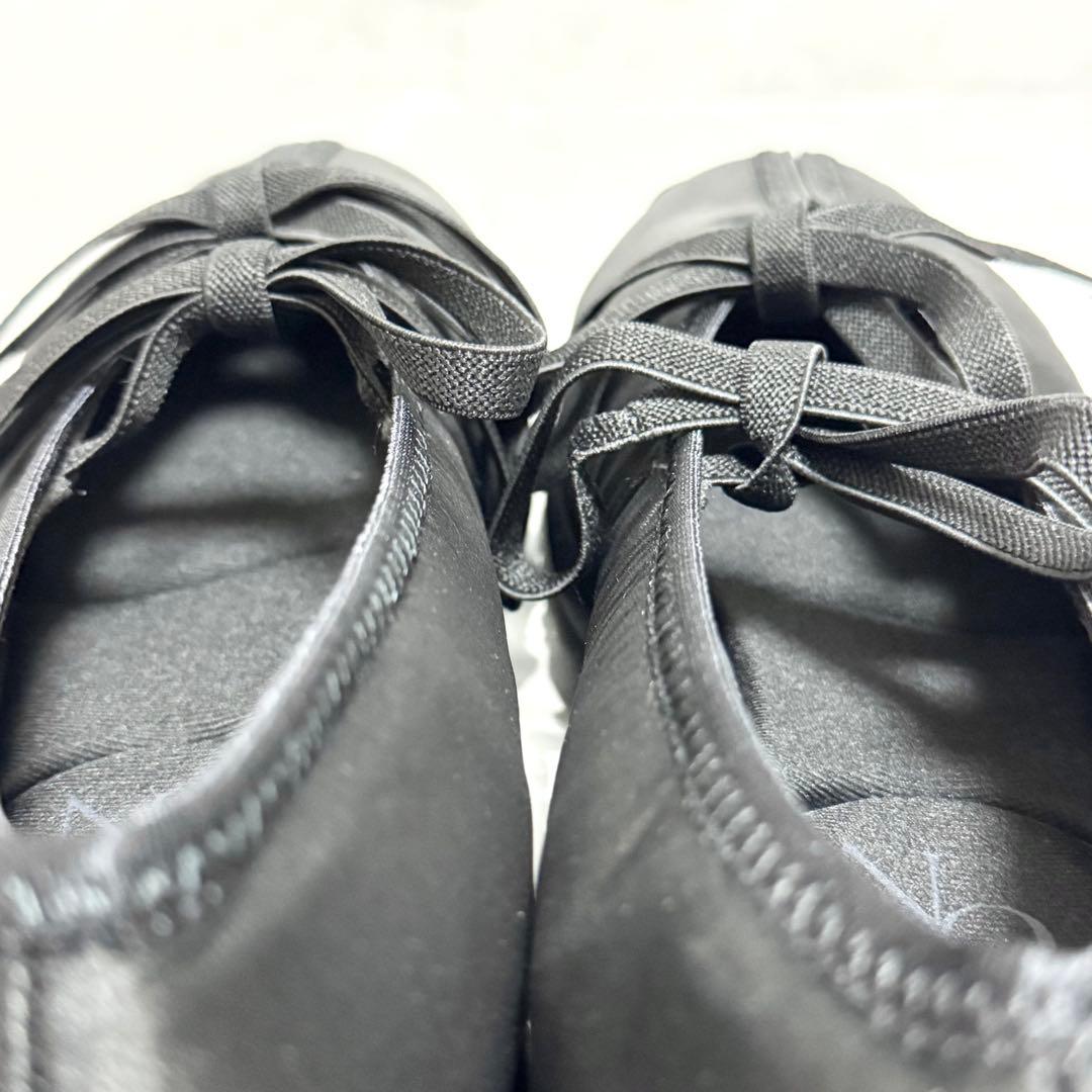 もえ ルタロン ダブルリボンバレリーナ 黒 24.5cm 防水 厚底