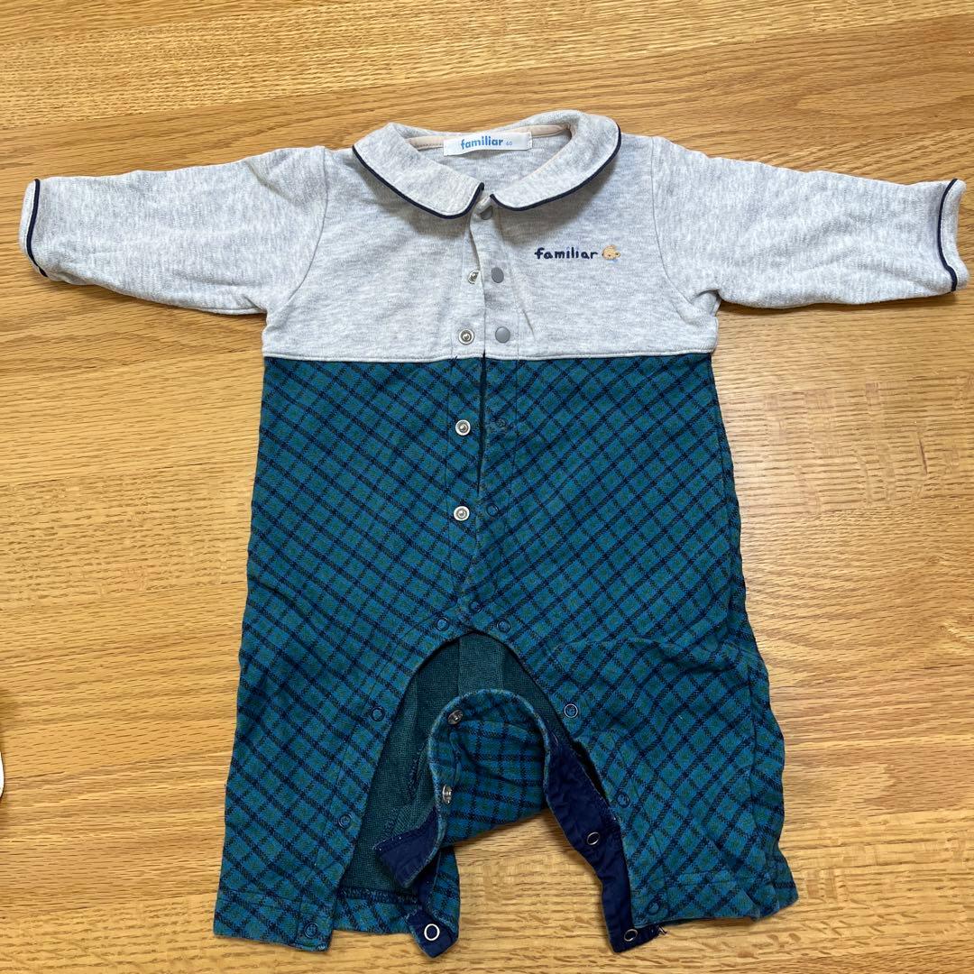 familiar チェック柄ロンパース 60 - メルカリ