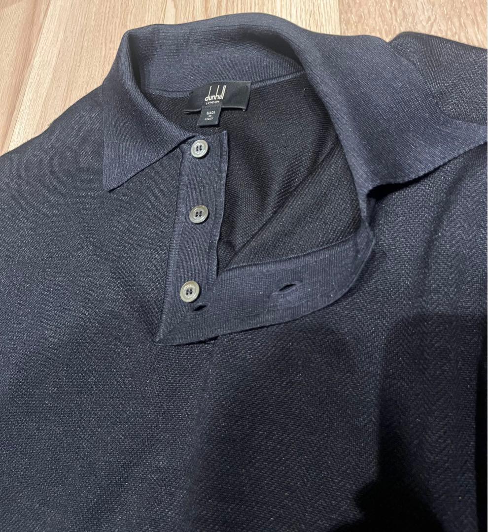 SALE】Dunhill ダンヒル シルク100%ダークネイビー ポロシャツL - メルカリ