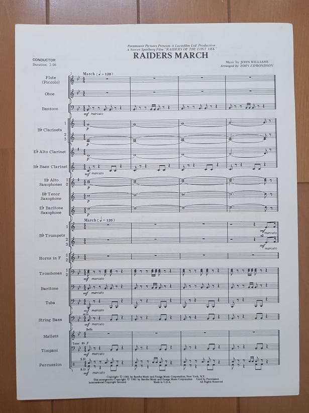 絶版 吹奏楽 楽譜 レイダース・マーチ RAIDERS MARCH Belwin - メルカリ
