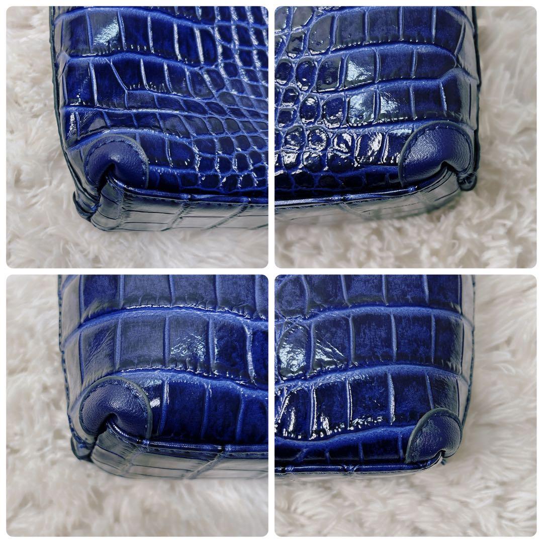 未使用】BOLINI ビジネスバック クロコ型押し 牛革 青 2way 2層 - メルカリ