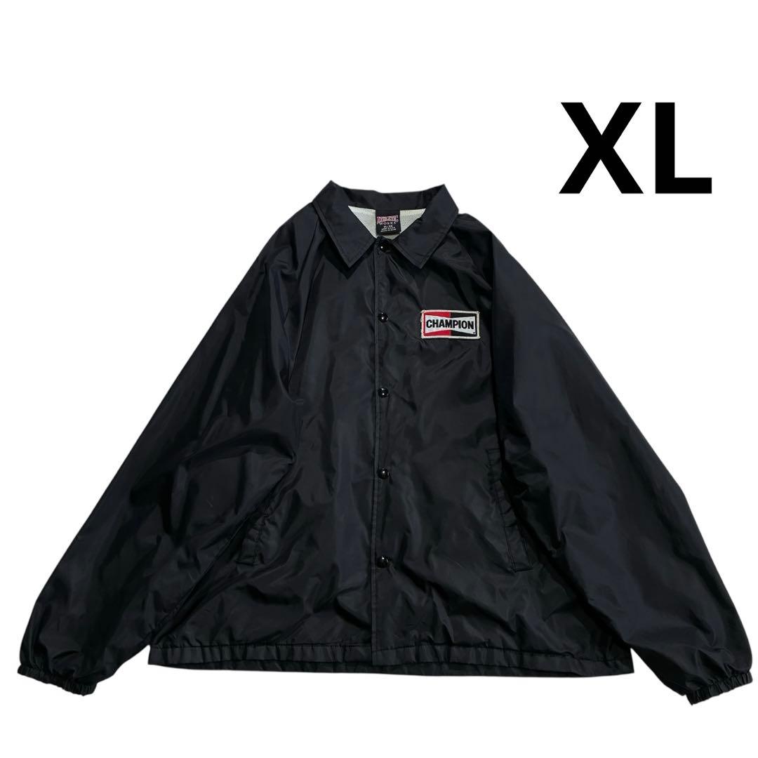 90s USA製 チャンピオン スパークプラグ コーチジャケット XL 黒