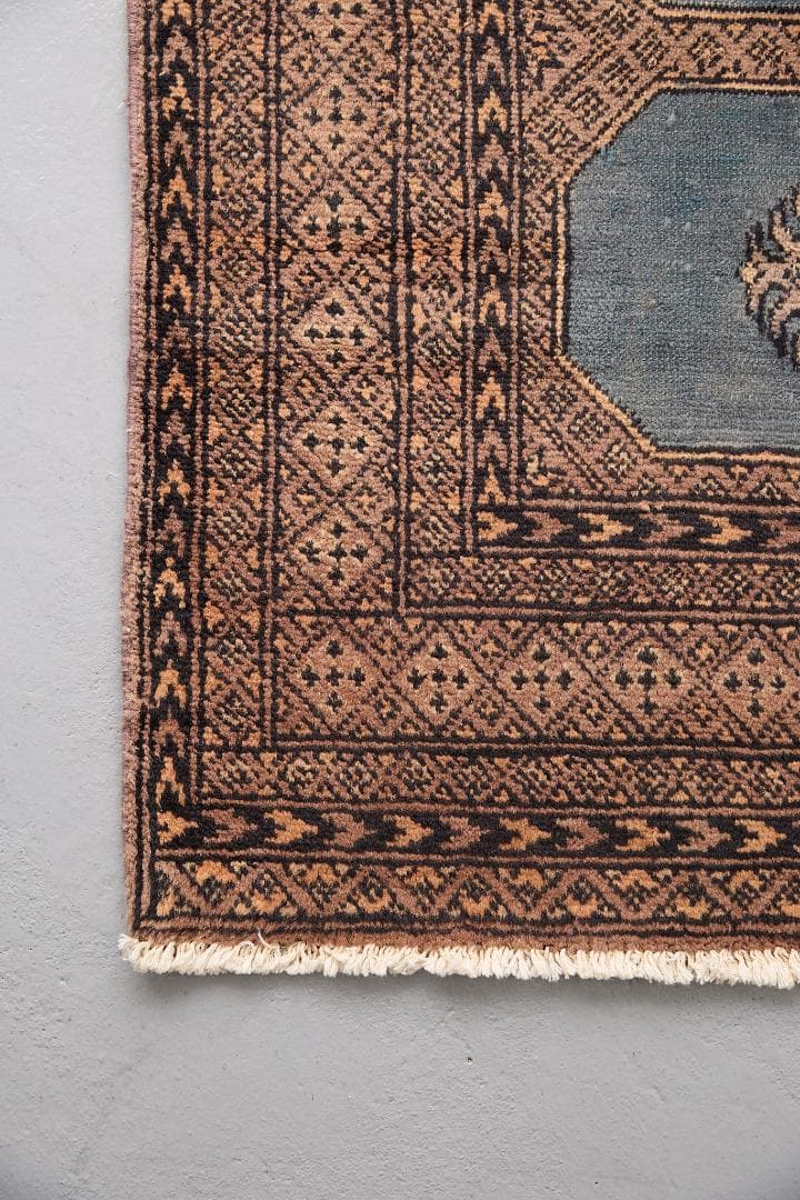 ヴィンテージラグ トライバルラグ ラホール産（119×76cm）青 茶 グレー