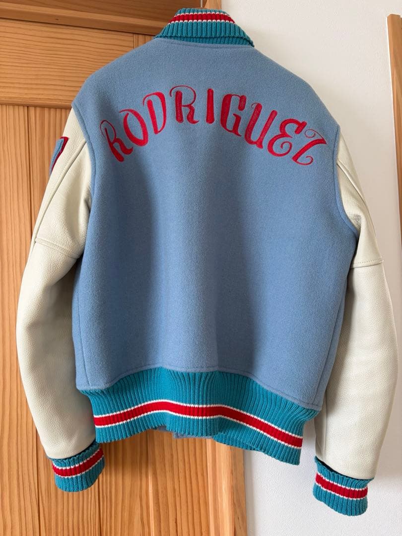 希少 ブルーバック フルデコ スタジャン 本革 ウール 水色 Mサイズ 38