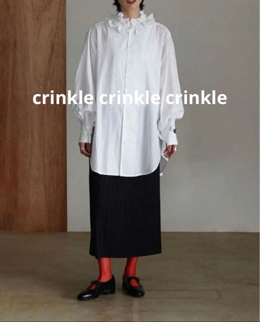美品 crinkle crinkle crinkle フリルシャツ crinkle crinkle crinkle frill hem long sleeve shirts CC-4503