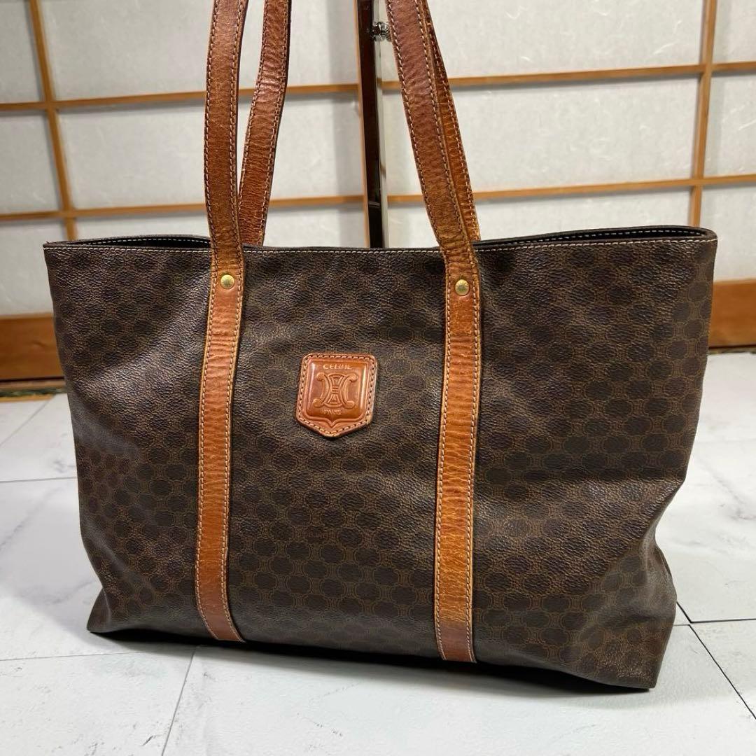 CELINE セリーヌ マカダム柄 トートバッグ トリオンフ ブラウン - メルカリ