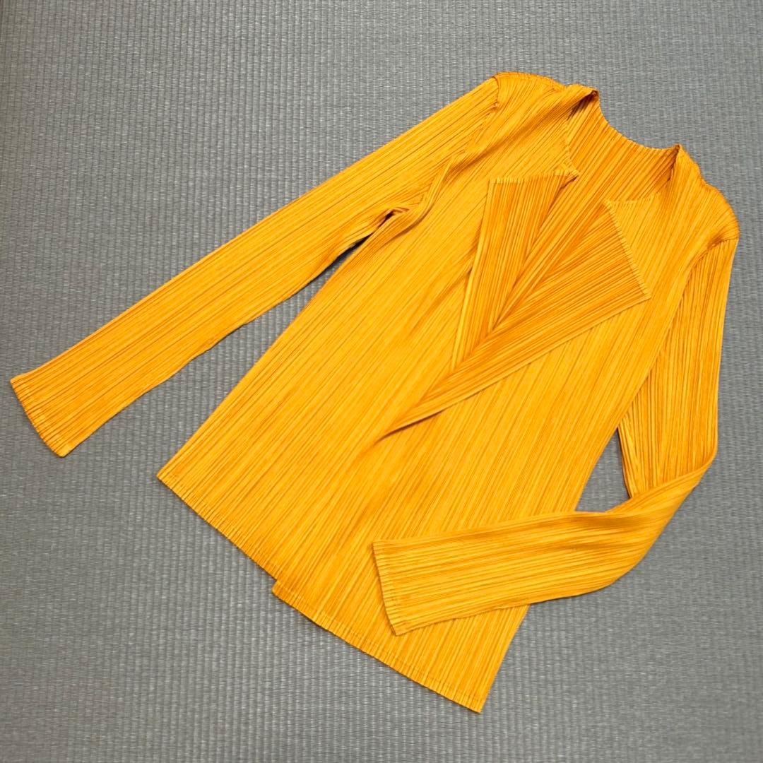《美品》PLEATS PLEASE カーディガン 羽織り 長袖 オレンジ 3