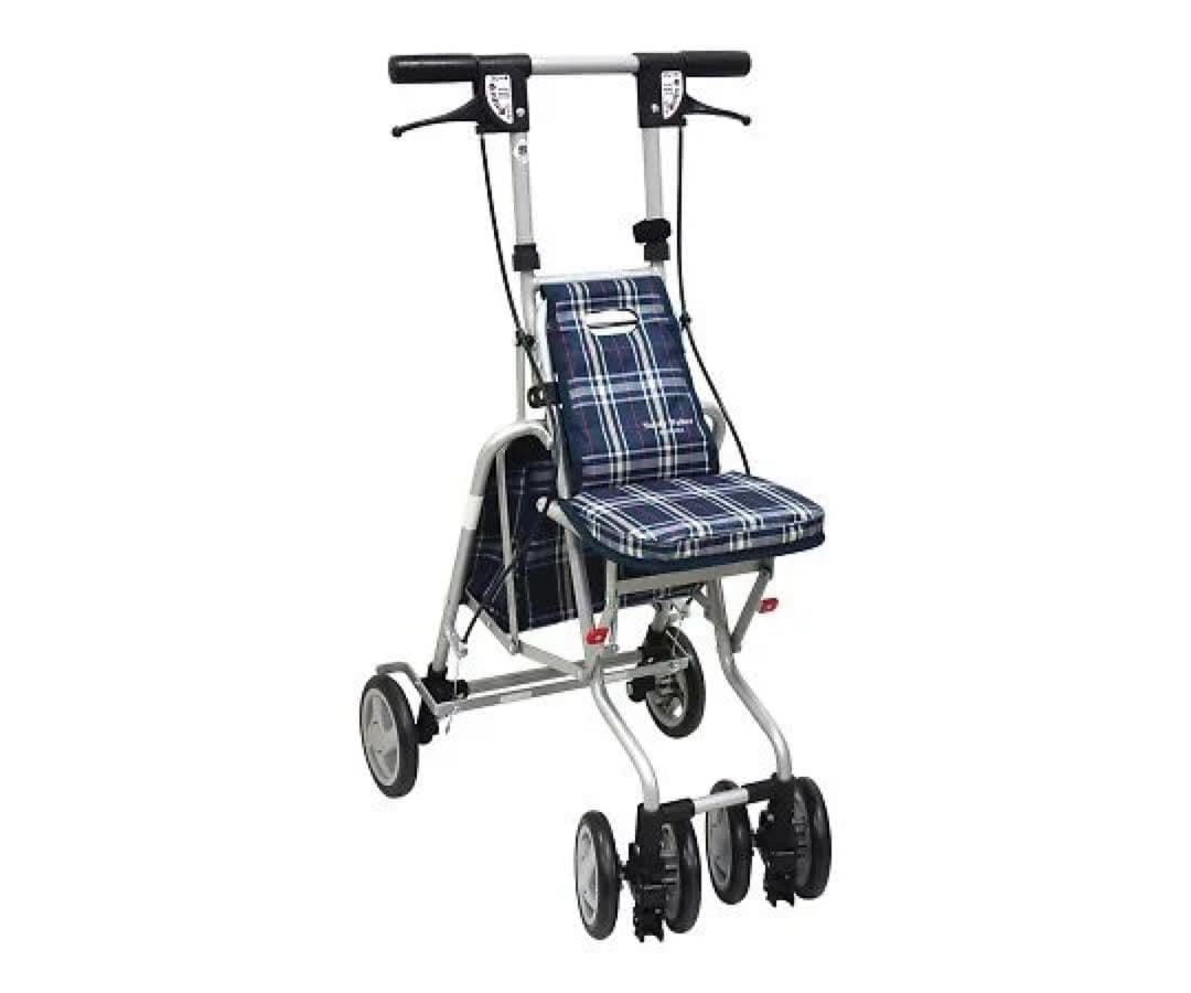 未使用　SHIMA サニーウォーカーAW-RB チェック柄 シルバーカー サニーウォーカー AW−RB チェックNB 両手2WAYブレーキ