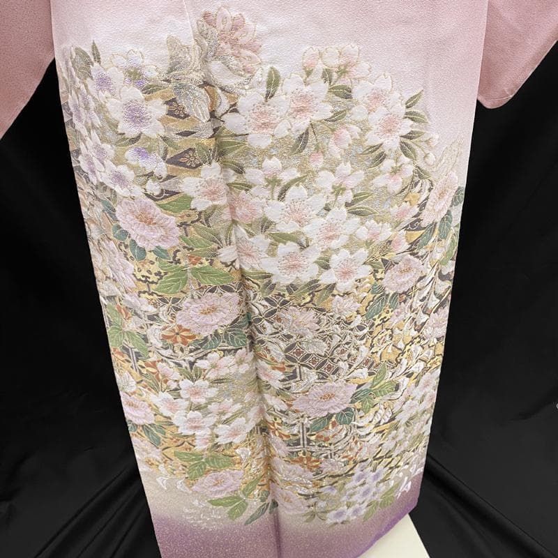 512mt55,504mu51○豪華 縫い取り訪問着 宝相桜華文 金銀糸きらめく