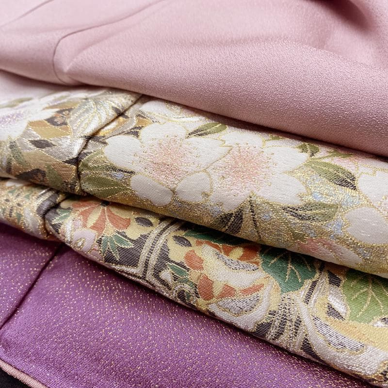 512mt55,504mu51○豪華 縫い取り訪問着 宝相桜華文 金銀糸きらめく