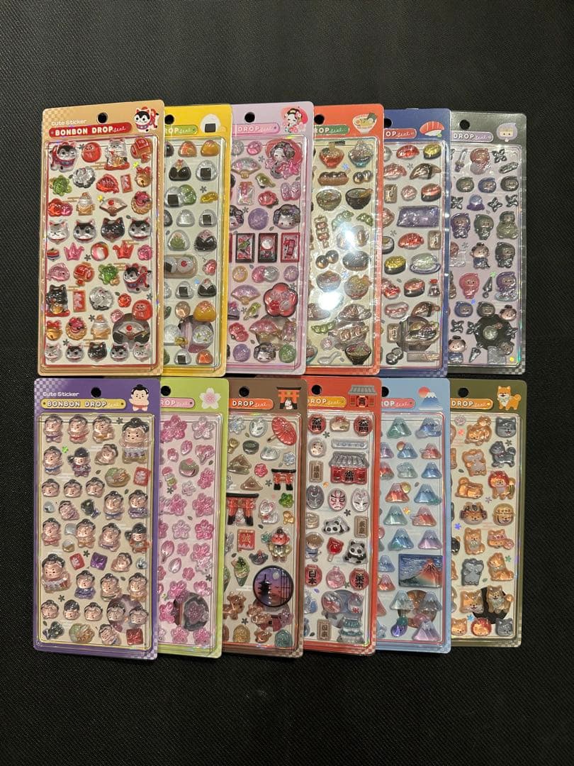 【正規品】ボンボンドロップシール　和柄　コンプリートセット 正規品】ボンボンドロップシール和柄6枚セット(東京観光＋古都めぐり＋