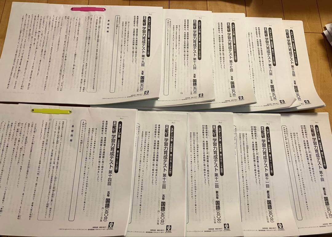 日能研 5年生　学習力育成テスト　2022年度 2月〜7月　10回分 2024年度 日能研5年生 学習力育成テスト、特別テスト - メルカリ