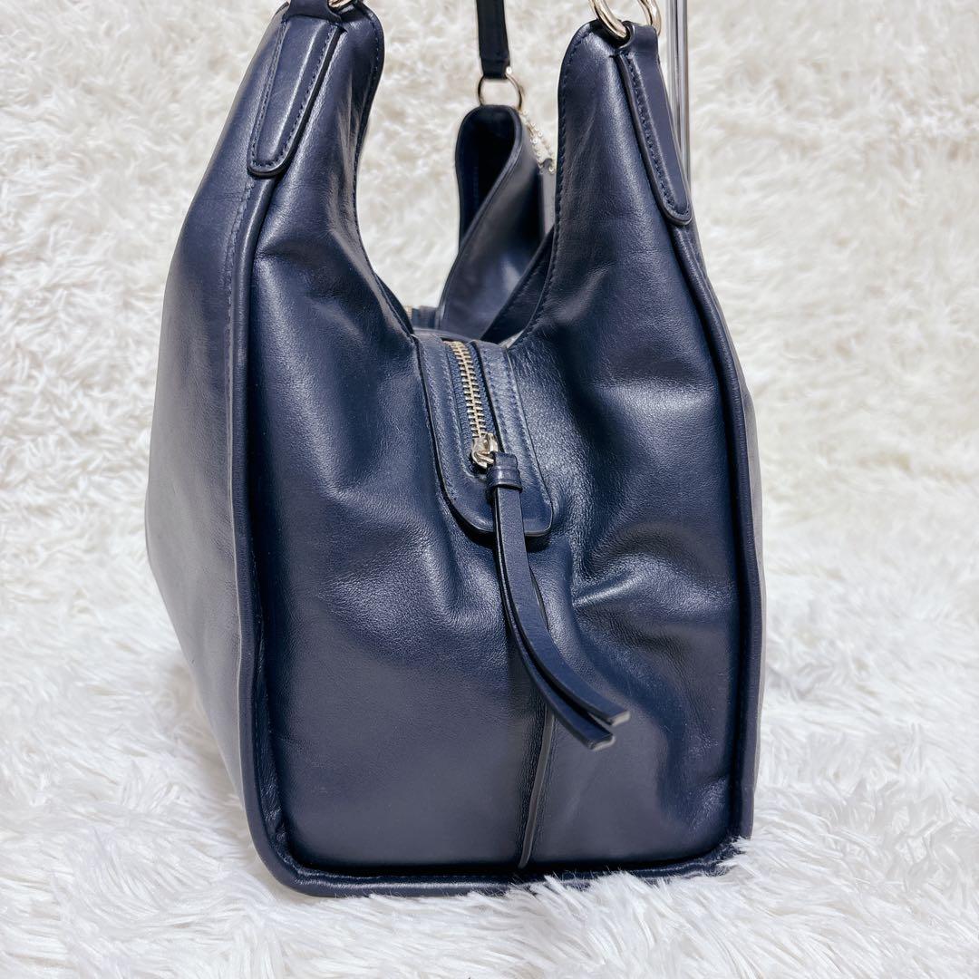 極美品!!】COACH ショルダーバッグ ターンロック レザー ネイビー